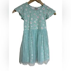 Hanna Anderson Light Blue Flower Dress Size 6-7